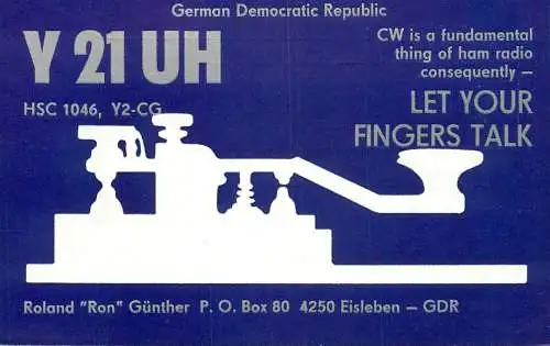 German Democratic Republic Radio Amateur QSL Card Y03CD Y21UH 1985