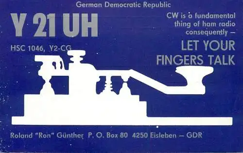 German Democratic Republic Radio Amateur QSL Card Y03CD Y21UH 1985
