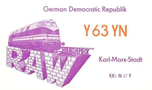 German Democratic Republic Radio Amateur QSL Card Y03CD Y63XN 1985