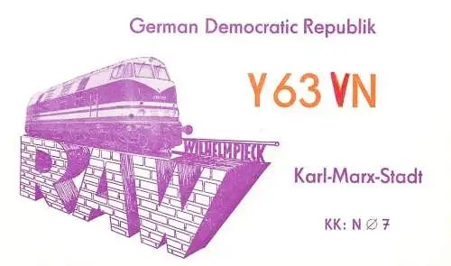 German Democratic Republic Radio Amateur QSL Card Y03CD Y63XN 1985