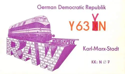 German Democratic Republic Radio Amateur QSL Card Y03CD Y63XN 1985