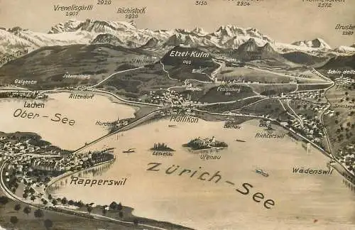 Switzerland Ober-see & Zurich-see area map