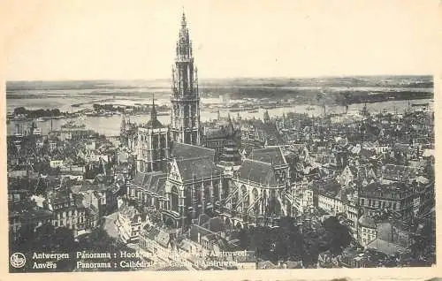 Belgium Antwerpen cityscape panorama and the Cathedral