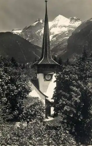 Switzerland Kandersteg Kirche mit Blumlisalp