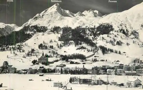 Postcard Switzerland Davos Dorf mit Parsennbahn