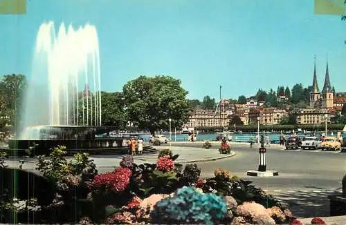 Postcard Switzerland Lucerne Wagenbach fountain
