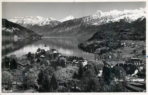 Postcard Germany Spiez lake mountain