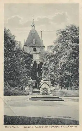 Postcard Germany Rhein Moers Kurfurstin Luise Henriette castle statue