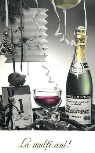 Postcard holiday New Year champagne