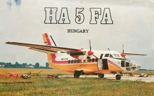 QSL Card HUNGARY Radio Amateur Station HA5FA Y03CD Jenci plane