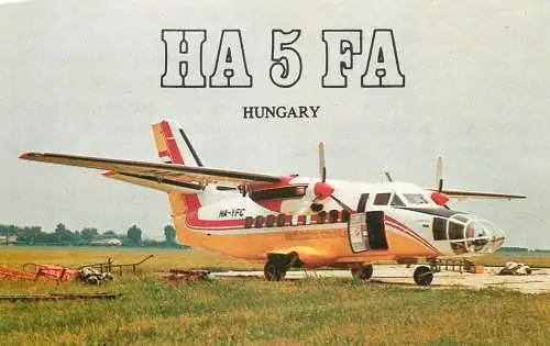 QSL Card HUNGARY Radio Amateur Station HA5FA Y03CD Jenu plane