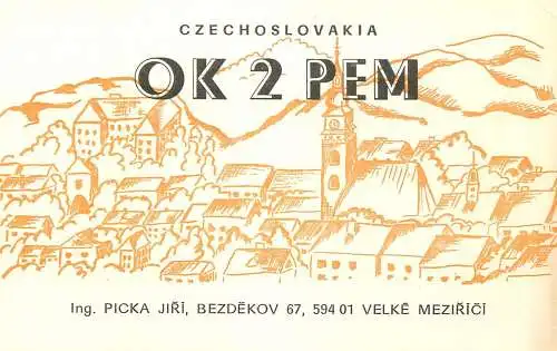 QSL Card Czechoslovakia Radio Amateur Station OK2PEM Y03CD 1985 Velke Mezirici