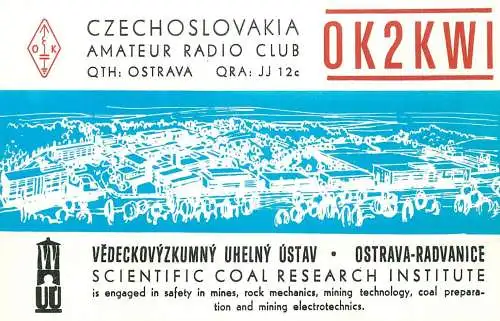 QSL Card Czechoslovakia Radio Amateur Station OK2KWI Y03CD 1983