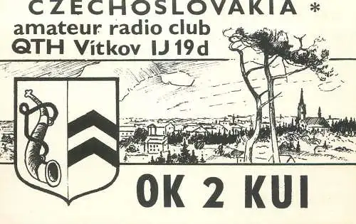 QSL Card Czechoslovakia Radio Amateur Station OK2KUI Y03CD 1983 Jorda