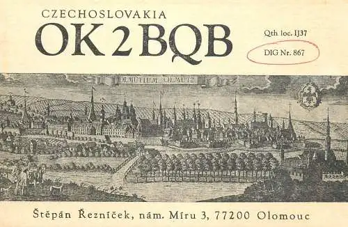 QSL Card Czechoslovakia Radio Amateur Station OK2BQB Y03CD Stephan