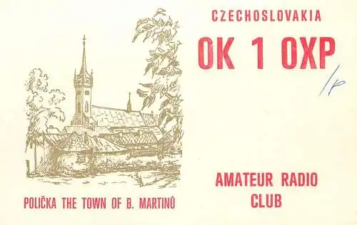 QSL Card Czechoslovakia Radio Amateur Station OK1OXP Y03CD 1983