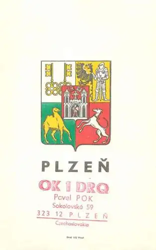 QSL Card Czechoslovakia Radio Amateur Station OK1DRQ Y03CD