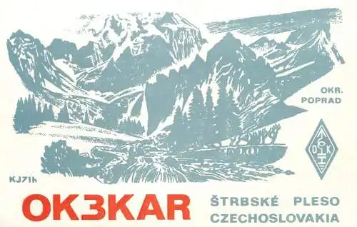 QSL Card Czechoslovakia Radio Amateur Station OK3KAR Y03CD 1984 Milan