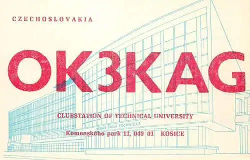 QSL Card Czechoslovakia Radio Amateur Station OK3KAG Y03CD 1984 Laco