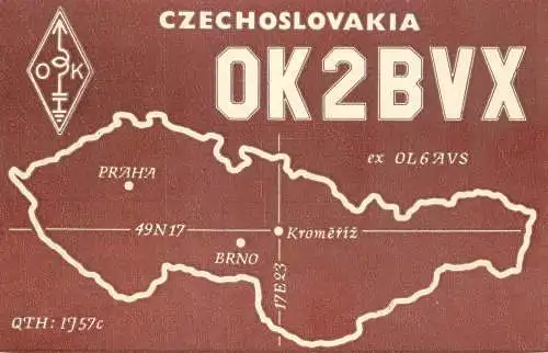 QSL Card Czechoslovakia Radio Amateur Station OK2BVX Y03CD 1984 Dalibor Sebestik
