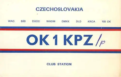 QSL Card Czechoslovakia Radio Amateur Station OK1KPZ Y03CD