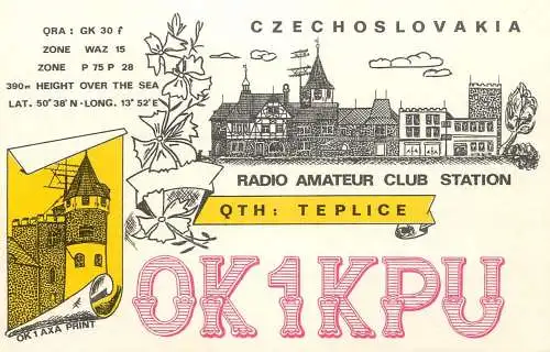 QSL Card Czechoslovakia Radio Amateur Station OK1KPU Y03CD Leica