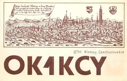 QSL Card Czechoslovakia Radio Amateur Station OK1KCY Y03CD Klatovy