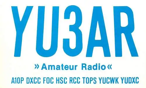 QSL Card Yugoslavia Amateur Radio Station YU3AR Y03CD