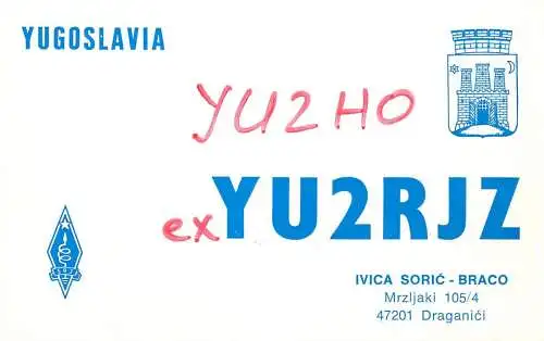 QSL Card Yugoslavia Amateur Radio Station YU2RJZ YU2HO Draganici
