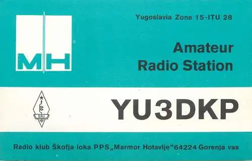 QSL Card Yugoslavia Amateur Radio Station YU3DKP 1983 YO3CD