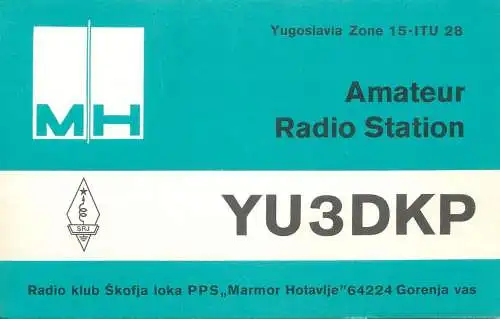 QSL Card Yugoslavia Amateur Radio Station YU3DKP 1983 YO3CD