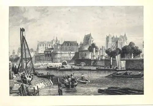 Sailing & navigation themed postcard Nantes cathedrale boats