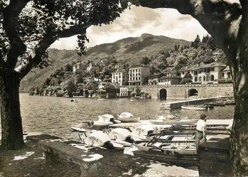 Sailing & navigation themed postcard Ascona Lago Maggiore harbor hydrobicycle