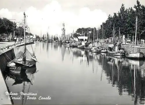 Sailing & navigation themed postcard Milano Cervia harbour chanel lighthouse