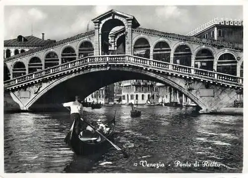 Sailing & navigation themed postcard Venice Rialto Bridge gondola