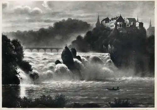 Sailing & navigation themed postcard Rheinfall Laufen castle Fishing boats