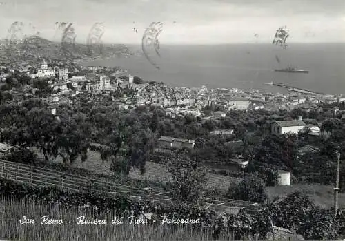 Sailing & navigation themed postcard San Remo warship