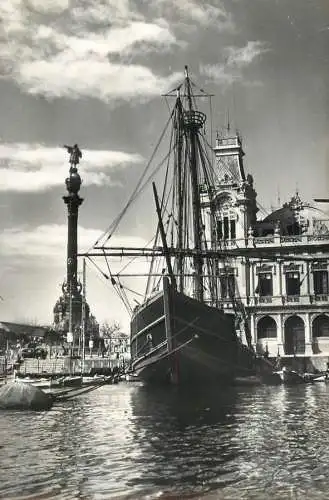 Sailing & navigation themed postcard Barcelona Colon monument Sailing Vessels