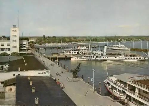 Sailing & navigation themed postcard Bodensee harbor paddle steamer