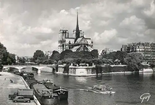Sailing & navigation themed postcard Paris Ile de la cite cargo barge