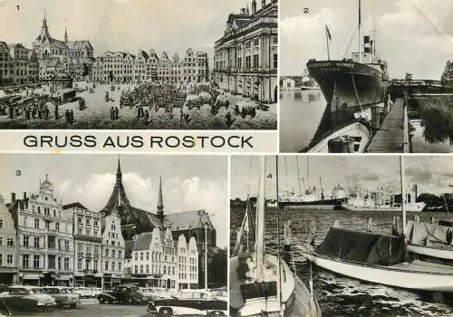 Sailing & navigation themed postcard Rostock Fishing boats cruise ships