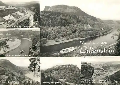 Sailing & navigation themed postcard Lilienstein cruise ships castle