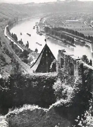 Sailing & navigation themed postcard Burg Hornberg Neckar coal barge