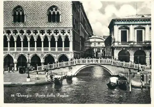 Sailing & navigation themed postcard Venice Paglia bridge gondola