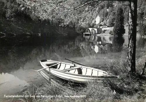 Sailing & navigation themed postcard Hotel Fernstein am See rowboat