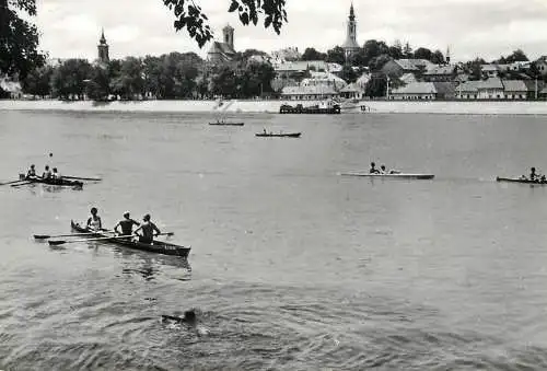Sailing & navigation themed postcard Szentendre Danube rowboats kayak