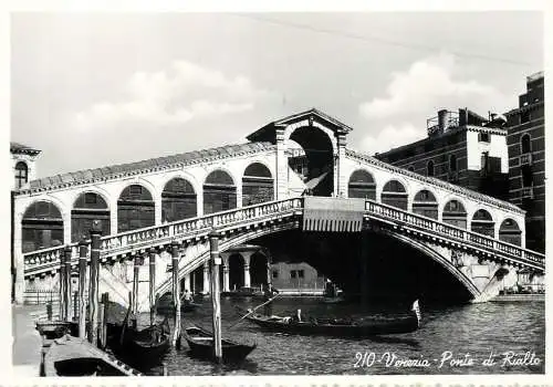 Sailing & navigation themed postcard Venice Rialto bridge gondola bridge