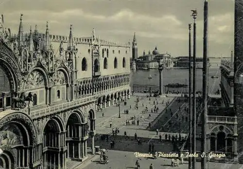 Sailing & navigation themed postcard Venice piazzetta e Isola S. Giorgio cruise boat