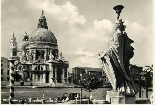 Sailing & navigation themed postcard Venice Basi;ica della Salute cruise boat