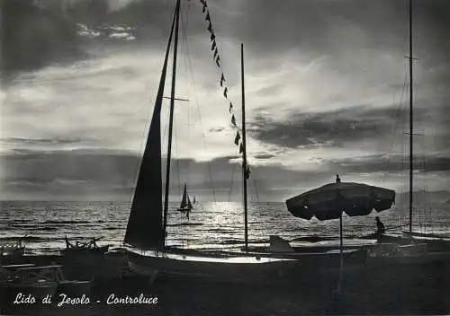 Sailing & navigation themed postcard Lido di Jesolo controluce sailing vessel